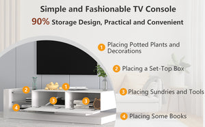 English Elm [new New Update Led Tv Stand with Power Outlet Fits 75 Inch Screens Modern Console White W1701P413007