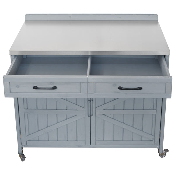 English Elm K&k Outdoor Modular Kitchen Island 2 Piece Fir Wood Stainless Steel Sink Station N707S000024G