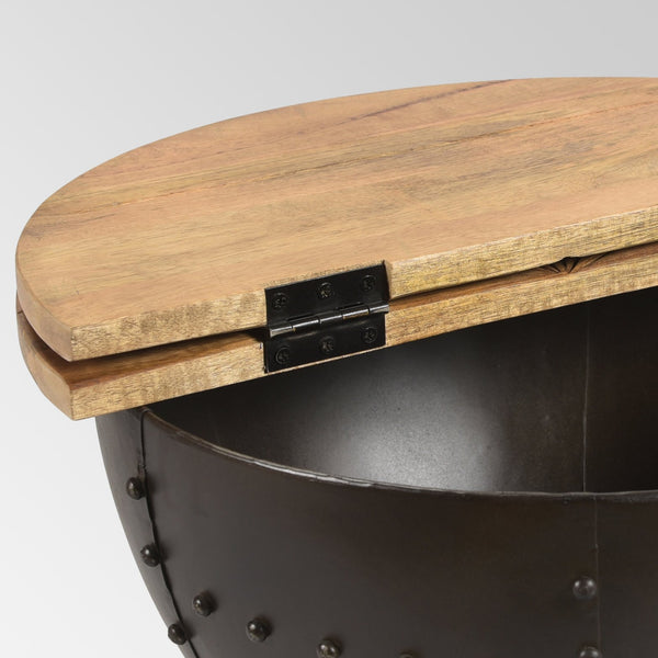 English Elm Christopher Knight Home® - WOODEN Mango Wood & Iron Coffee Table with Hinged Storage, Modern Industrial Drum Design (30.5") 66499.00