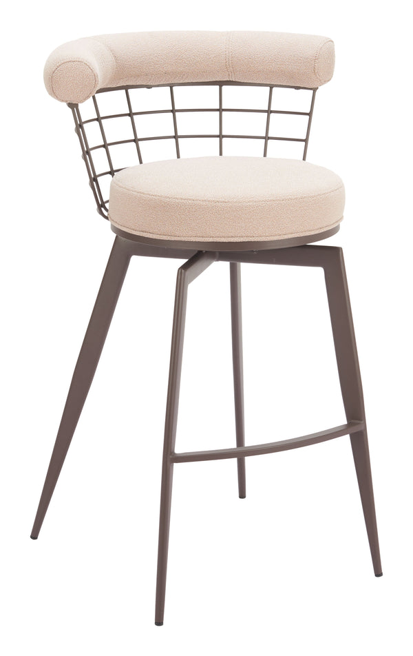 Zuo Modern Saku Swivel Barstool In Beige & Brown - Modern Design With Durable Fabric For Home Or Hospitality Use Beige 100% Polyester,Steel 110821-zuo-modern