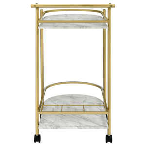English Elm Desiree Luxe Gold 2-Tier Bar Cart with Faux Marble Shelves, Smooth Casters & Sturdy Metal Frame B062P344987