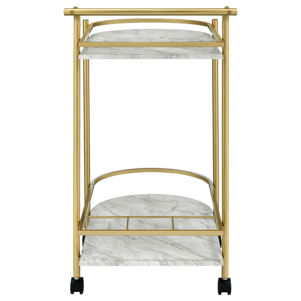 English Elm Desiree Luxe Gold 2-Tier Bar Cart with Faux Marble Shelves, Smooth Casters & Sturdy Metal Frame B062P344987