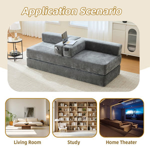 English Elm UNITED Folding Sofa Bed with Removable Cover Zipper, Chenille Memory Foam Sleeper for Small Spaces Gray W1568P293808