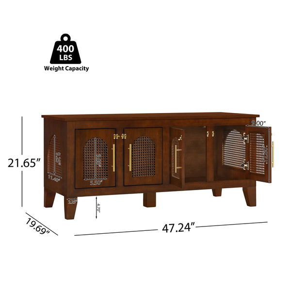 English Elm Lars Rubberwood Rattan Dog Crate Cabinet Stylish Pet Kennel for Living Room Walnut N775P397560W