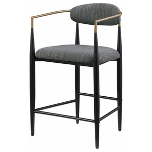 English Elm Renfroe Mid-Century Upholstered Counter Stool Set of 2 with Padded Seat, Open Back & Footrest DARK GREY B062P299973