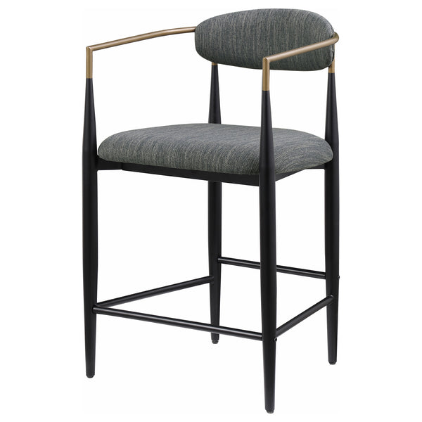English Elm Renfroe Mid-Century Upholstered Counter Stool Set of 2 with Padded Seat, Open Back & Footrest DARK GREY B062P299973