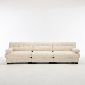English Elm Modular Cloud Sectional Sofa Flannelette Deep Seat Couch for Living Room with Pillows Beige W2120S00033