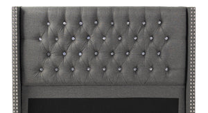 English Elm Contemporary Queen Platform Bed Tufted Polyfiber Headboard with Nailhead Trim Bedroom B011S02055