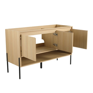 English Elm 48" Modern Freestanding Bathroom Vanity Cabinet, 3 Soft-Close Doors, KD Packing, No Sink Included W1972P199462