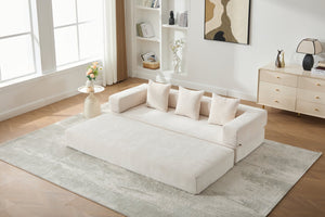 English Elm UNITED Folding Sofa Bed with Removable Cover Zipper, Chenille Memory Foam Sleeper for Small Spaces Beige W1568P293803