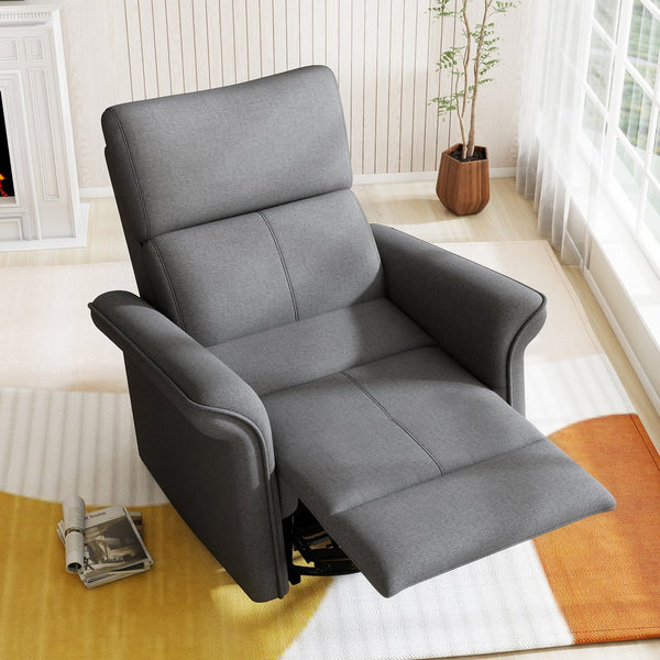 English Elm 270° Swivel Power Recliner Velvet Glider Rocker with Usb Ports for Living Room W1028S00057