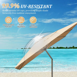 English Elm Rectangle Patio Umbrella With Crank Lift & Adjustable Tilt - Stylish Beige Shade Perfect For Outdoors W1859P320950-GIGA