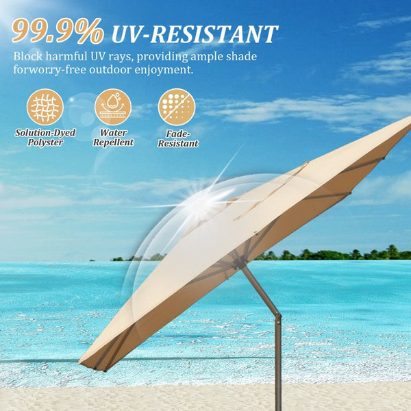 English Elm Rectangle Patio Umbrella With Crank Lift & Adjustable Tilt - Stylish Beige Shade Perfect For Outdoors W1859P320950-GIGA