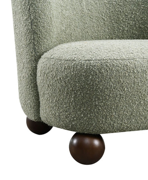 English Elm Contemporary Sculpted Barrel-Back Arm Chair with Smooth Casters, Neutral Textured Upholstery, Stylish Accent Seating Green 29 L x 32 W x 28 H B2741P401986
