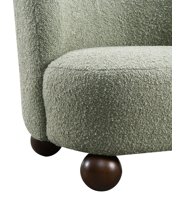 English Elm Contemporary Sculpted Barrel-Back Arm Chair with Smooth Casters, Neutral Textured Upholstery, Stylish Accent Seating Green 29 L x 32 W x 28 H B2741P401986