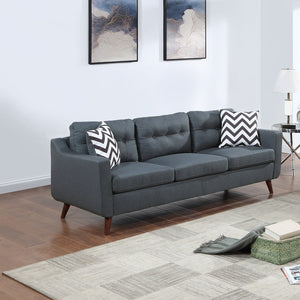 English Elm Modern 2-Piece Sofa Loveseat Set with Tufted Back Cushions, Geometric Throw Pillows & Tapered Legs Blue Gray 77 L x 31 W x 19 H B011S01306
