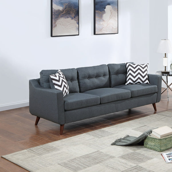 English Elm Modern 2-Piece Sofa Loveseat Set with Tufted Back Cushions, Geometric Throw Pillows & Tapered Legs Blue Gray 77 L x 31 W x 19 H B011S01306