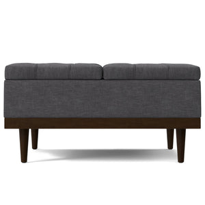 English Elm Mariah Upholstered Lift-Top Storage Ottoman with Split Top, Tufted Vegan Leather, Walnut Base (37.4") Gray B136P252703