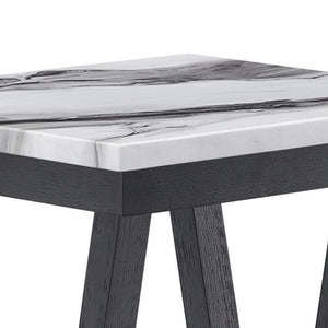 English Elm Paula Faux Marble Top End Table with Sculptural Pedestal Base for Modern Living B201P411481