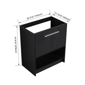 English Elm 30" Freestanding Bathroom Vanity Cabinet with 2 Doors, Integrated Basin & Open Shelf, Modern Ergonomic Design Dark Oak W1972P268399