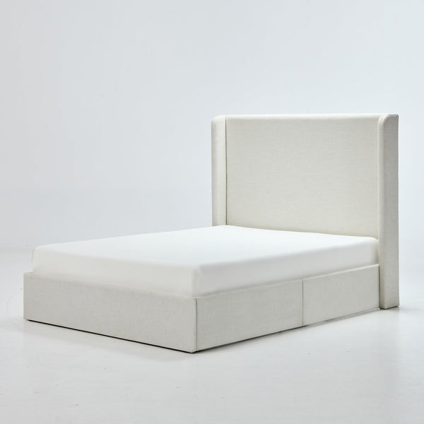 English Elm Caron Upholstered Wingback Bed - 52.3" Headboard, Minimalist Design, Textured Ivory Chenille, Easy Assembly B083P340881