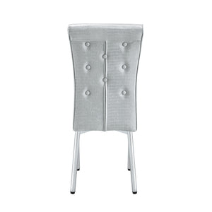 English Elm A Set of 2 Crystal Button Faux Leather Dining Chairs with Embossed Croc Texture W3226P340254