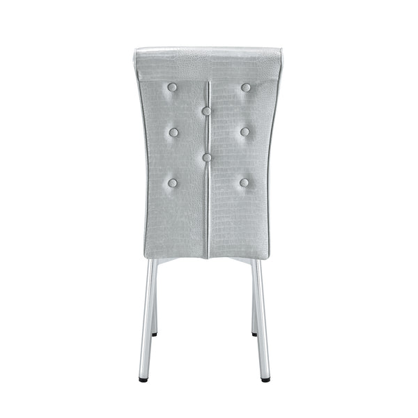 English Elm A Set of 2 Crystal Button Faux Leather Dining Chairs with Embossed Croc Texture W3226P340254
