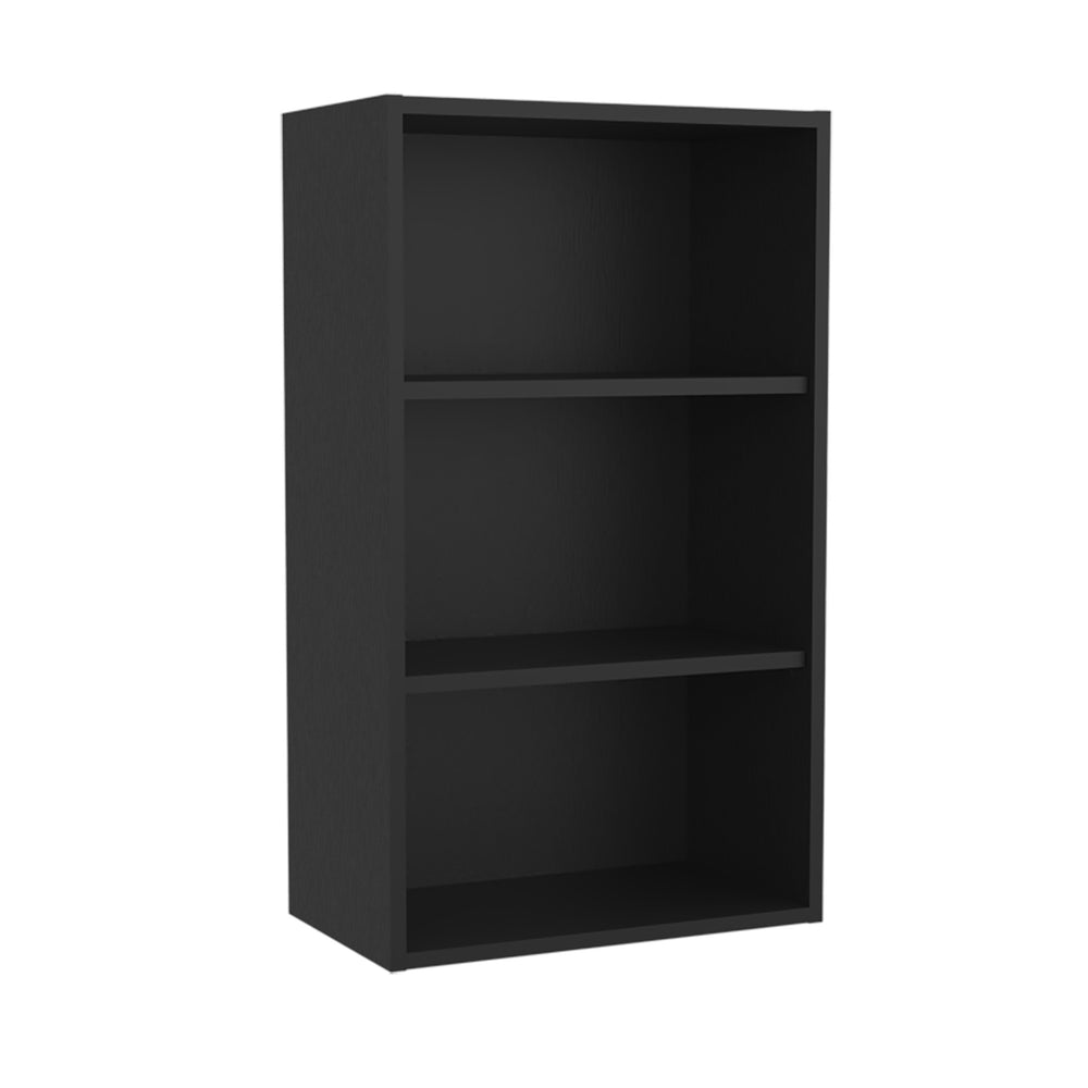 English Elm Eco 36" High Open 3-Tier Wall Cabinet with Durable Particle Board Shelves for Stylish Storage Solution Black 20.6 L x 66 W x 9 H B070P254761