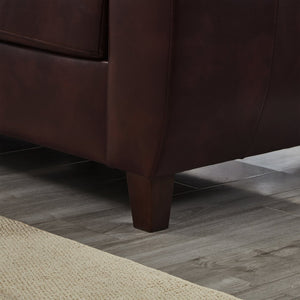 English Elm 59" Club Style Tufted Pu Leather Loveseat with Hidden Storage and Wide Padded Armrests Burgundy W1097S00244