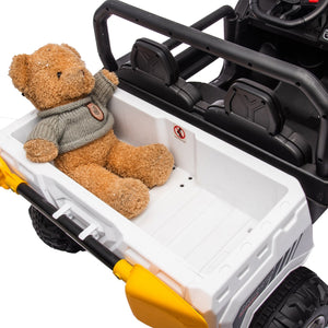 English Elm 24v Kids Ride on Dump Truck Two Seat Electric Utv with Tilting Bed and Remote Control White W1578P188522