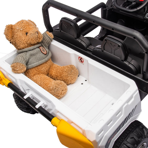 English Elm 24v Kids Ride on Dump Truck Two Seat Electric Utv with Tilting Bed and Remote Control White W1578P188522
