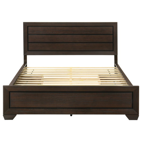 English Elm Holmgren Eastern King Storage Bed with Recessed Panel Headboard in Dark Cocoa Wood B062S01811