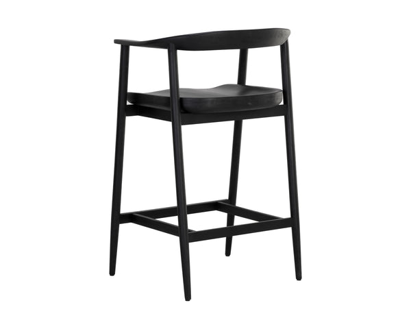 Sunpan Jeremy Counter Stool – Sleek Mid-Century Design in Acacia Wood with Unique Natural Textures and Character Black