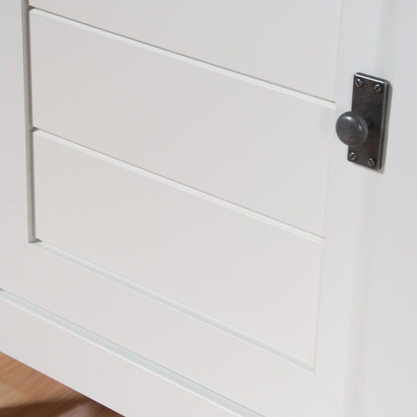 English Elm Credenza, Stylish White Finish Media Stand With Adjustable Shelves For Modern Storage Solutions B356P402675