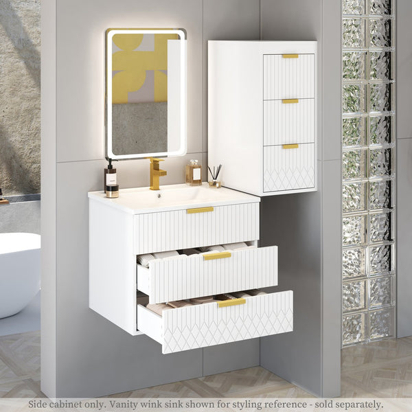 English Elm Wall Mounted Floating Cabinet with Adjustable Height and Modular Design for Custom Bathroom Storage White N710P324099K
