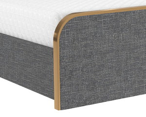 Sunpan Tometi Bed - Sleek Modern Design with Curved Upholstered Headboard and Brushed Gold Accents Full