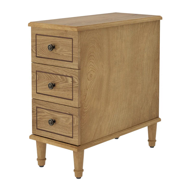 English Elm C-shaped Side Table Slatted Mdf Frame Dark Wood Finish Sofa or Bed Accent T3971P452716