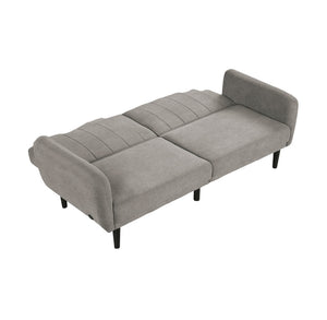 English Elm Contemporary Tufted Futon Sofa with USB Port, Channel Back, Track Arms, Converts to Bed, Sleek Design Gray 45 L x 37 W x 18.5 H B011P309284