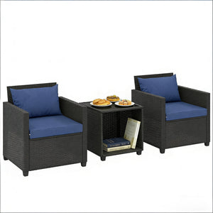 English Elm Garden 3 Piece Pe Rattan Bistro Set with Cushions for Balcony Patio Outdoor Use T3971P492126
