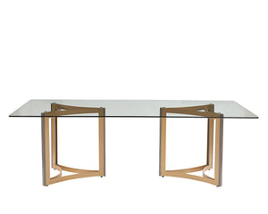 Sunpan Mendoza Modern Dining Table Base Set of 2 - Stylish Gold Steel & Oak for 96" Glass Tops