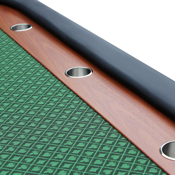 English Elm 96" Oval Poker Table Seats 10 with Speed Felt Surface Stainless Steel Cup Holders Green W2748S00051