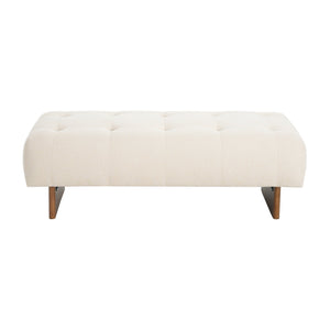 English Elm Christopher Knight Home® - Rectangular Tufted Linen Ottoman Bench With Solid Wood Legs - Versatile Beige Footstool & Seating N757P296695I