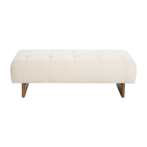 English Elm Christopher Knight Home® - Rectangular Tufted Linen Ottoman Bench With Solid Wood Legs - Versatile Beige Footstool & Seating N757P296695I