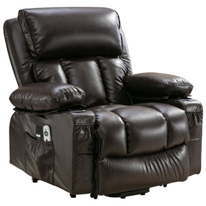 English Elm Power Lift Recliner Chair with Massage Heat Usb and Fleece Leather for Seniors W1521P302650