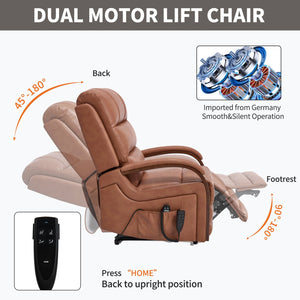 English Elm Power Lift Recliner with Dual Motor Massage Heat and Leatheraire Upholstery 350 Lb W1803S00079