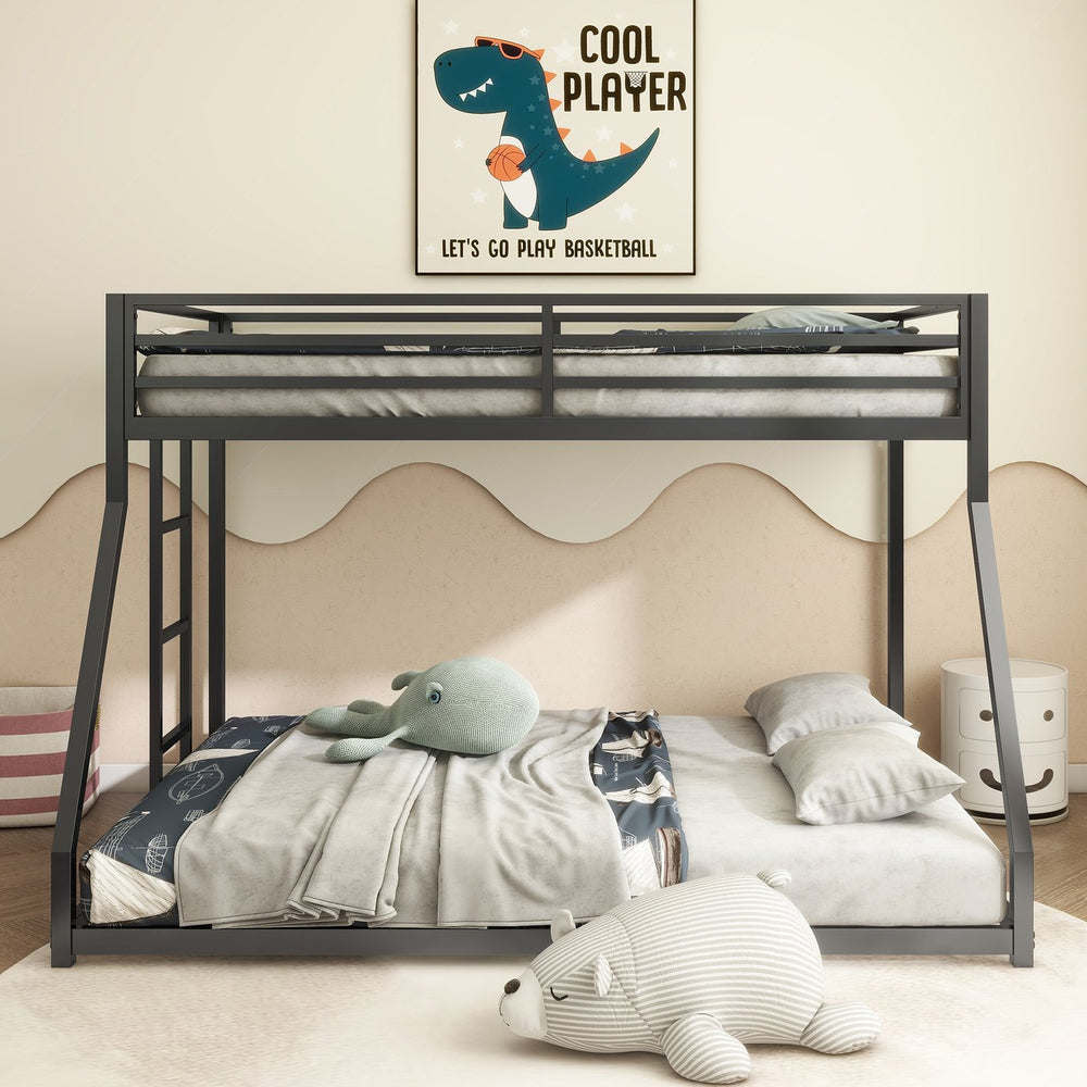 English Elm Adam Twin over Full Bunk Bed Metal Black – Sturdy, Squeak-Free Frame, Full Guardrail, Floor-Safe Caps B083P152992