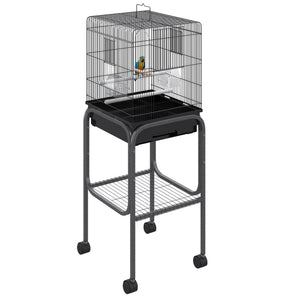 English Elm Metal Powder-coated Steel Bird Aviary Flight Cage with Rolling Stand and Swing T3971P383981