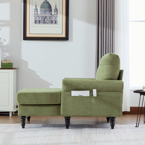 English Elm Modern Chenille Recliner Chaise Lounge Sofa Chair with High-Resilience Foam, Wide Seat, 550lb Capacity Olive Green W395P371338
