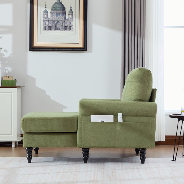 English Elm Modern Chenille Recliner Chaise Lounge Sofa Chair with High-Resilience Foam, Wide Seat, 550lb Capacity Olive Green W395P371338