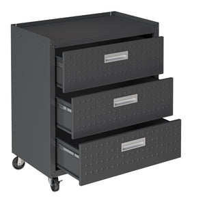 English Elm Rolling Metal Garage Cabinet with Locking Doors Diamond Texture Industrial Storage Charcoal Grey B365P398219